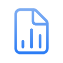 A blue pixel icon of an open file.