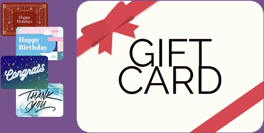 A gift card with a red bow on it.